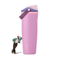 Insulated Straw Lid Water Bottle with Handle