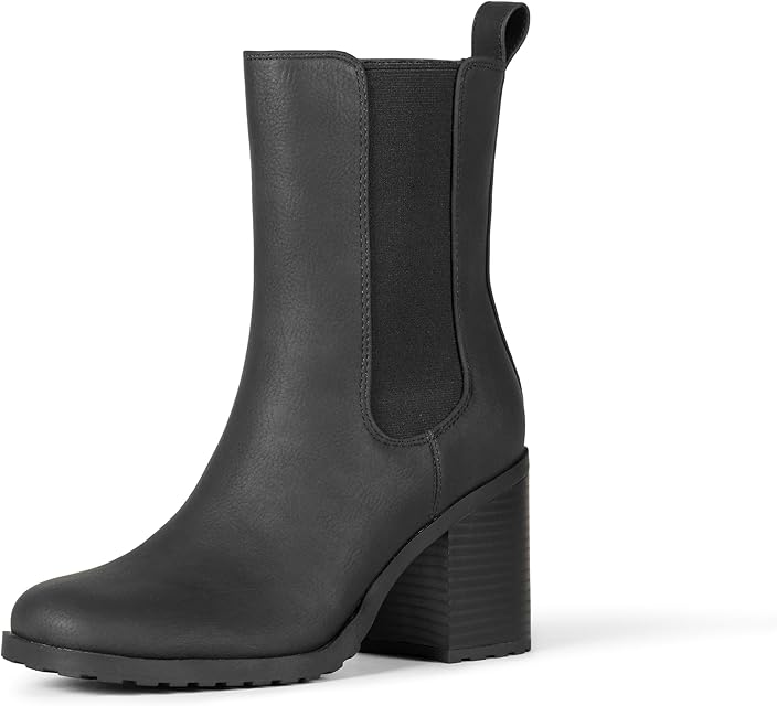 Women's Mid Calf Heeled Chelsea Boots with Lug Sole