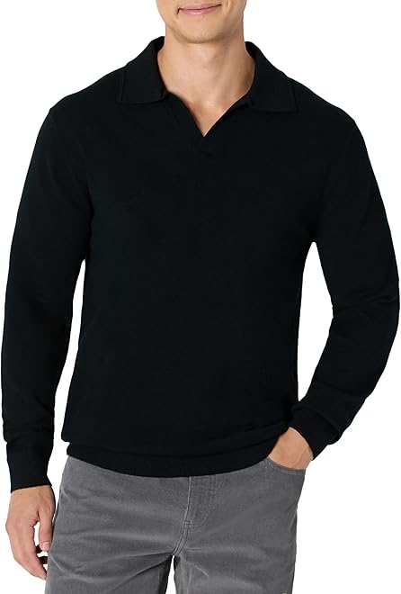 Men's Long Sleeve Regular Fit Knit Polo Sweater