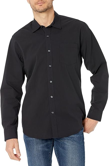 Men's Long-Sleeve Casual Poplin Shirt