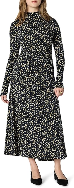 Women's Fit and Flare Long-Sleeved Short Maxi Dress