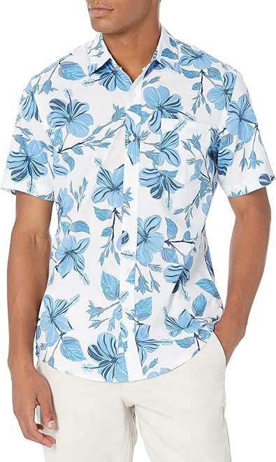 Men's Short-Sleeve Button-Down Print Shirt